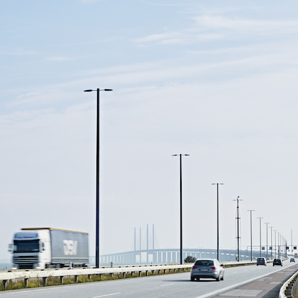 Lastbil på Öresundsbron.